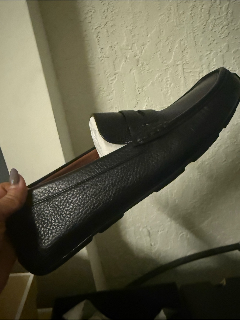 Coach Men's Black Pebbled Leather Penny Loafers
